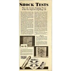 Western Cartridge Super X Long Range .22's "Shock Tests" Vintage Print Ad 1931